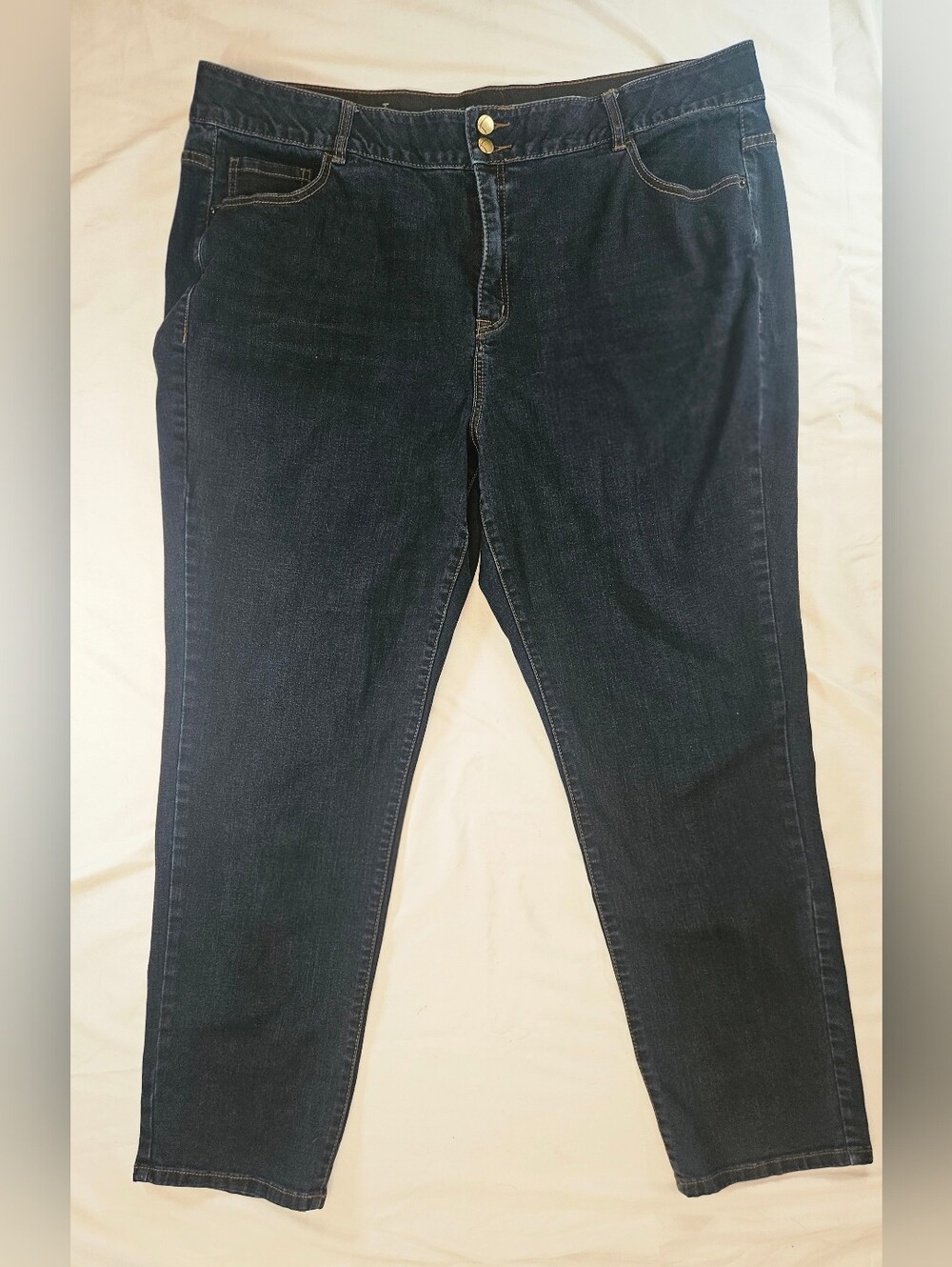 Lane Bryant Womens Dark Blue Tight Tummy Tech Pocketed Straight Leg Jeans Sz 26